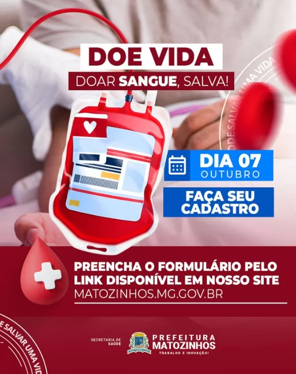 Matozinhos promove campanha de doação de sangue em parceria com Hemominas