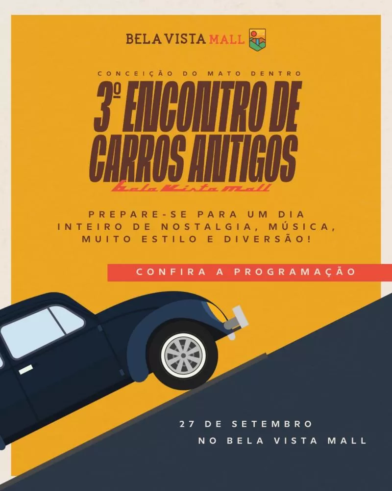 3º Encontro de Carros Antigos promete música e diversão em Conceição do Mato Dentro